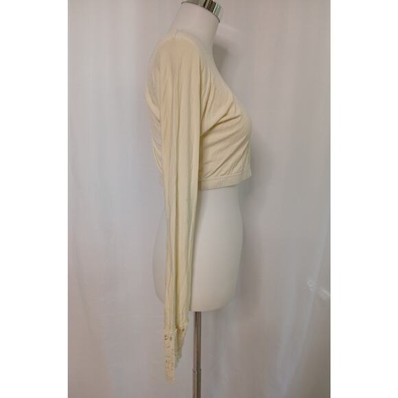 Peekaboo Chic Modest Layering Top Extender Lace Wrist Shimmy Shirt Cream L/XL - Picture 7 of 7